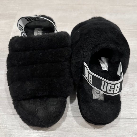 UGG Fluff Yeah Ruby Black Slippers- Size 9 - Picture 5 of 9